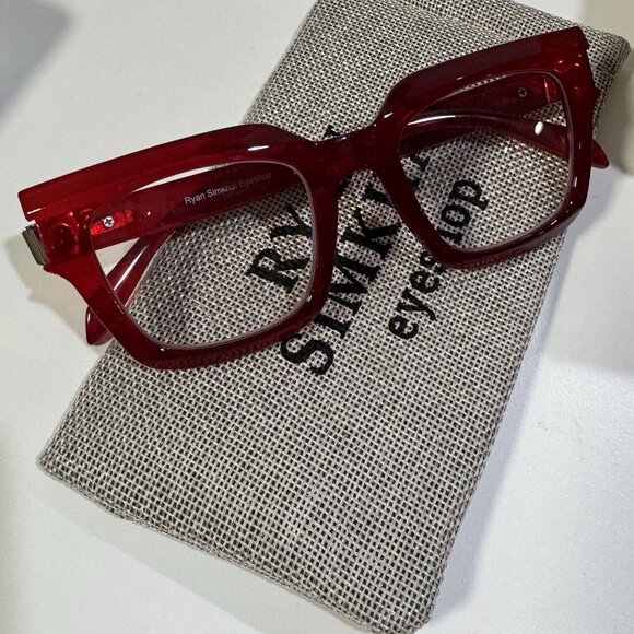 Ryan Simkhai Eyeshop Readers +1.75 Red Reading Glasses blue light block - Picture 2 of 15